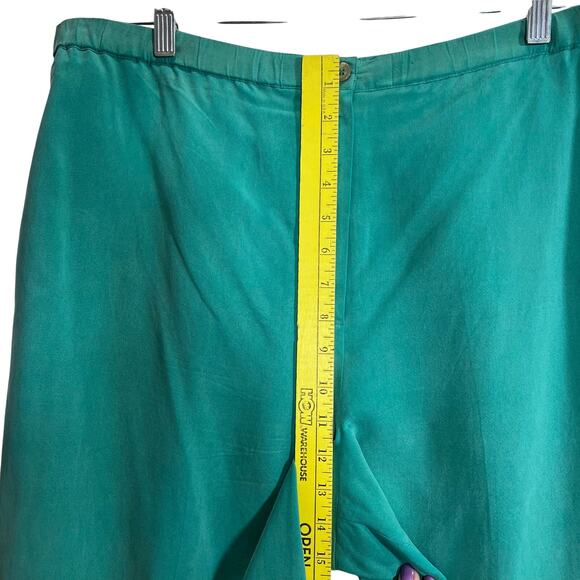 Talbots Vintage Size Size 10 Teal Pure Silk Woman’s 2 Piece Pant and Blazer Suit - Picture 3 of 16